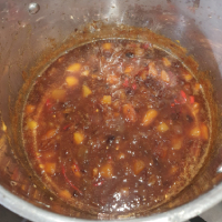 Mango chutney now fully cooked and ready for consumption